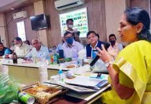 Union MoS Shobha Karandlaje chairing a meeting at Kathua on Tuesday.