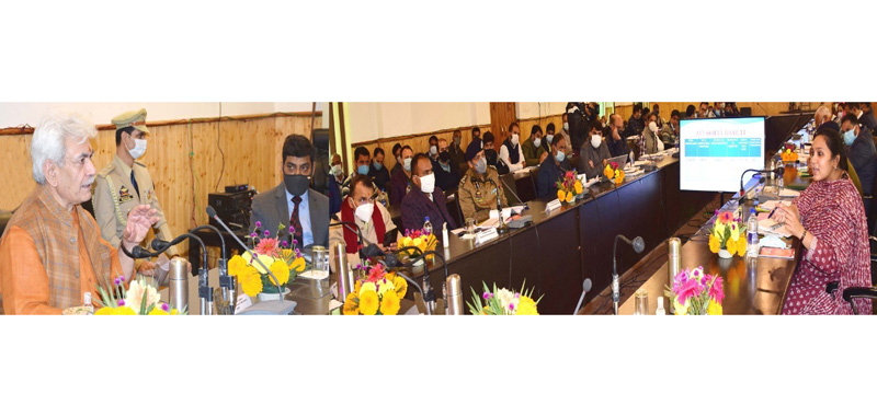 LG Manoj Sinha chairing a meeting at Ganderbal on Sunday. LG Manoj Sinha chairing a meeting at Ganderbal on Sunday.