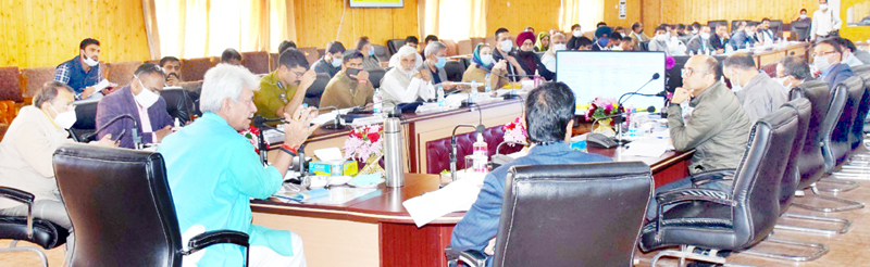 Lt Governor chairing a meeting in Baramulla on Wednesday. Lt Governor chairing a meeting in Baramulla on Wednesday.