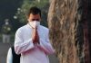 Congress leader Rahul Gandhi pays tribute to former Prime Minister Indira Gandhi on her death anniversary, at Shakti Sthal, in New Delhi on Sunday UNI