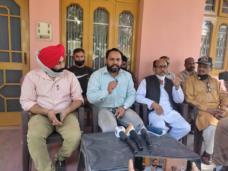 BSP leaders addressing a press conference at Jammu on Tuesday. BSP leaders addressing a press conference at Jammu on Tuesday.