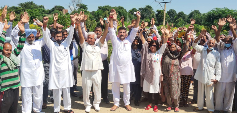 PRI members during a protest demonstration in Jammu on Saturday. PRI members during a protest demonstration in Jammu on Saturday.