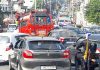 Vehicles stranded in a traffic jam on Janipur road in Jammu on Saturday. -Excelsior/Rakesh
