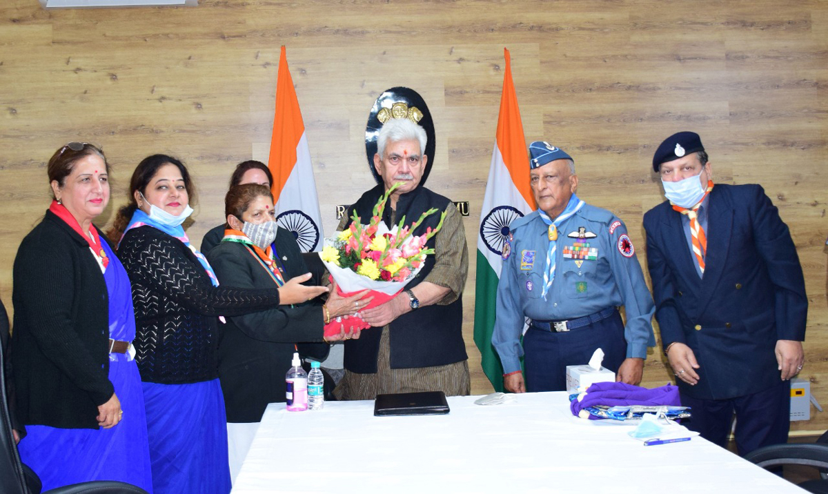 J&K Bharat Scouts & Guides delegation calling on Lt Governor Manoj Sinha at Jammu. J&K Bharat Scouts & Guides delegation calling on Lt Governor Manoj Sinha at Jammu.