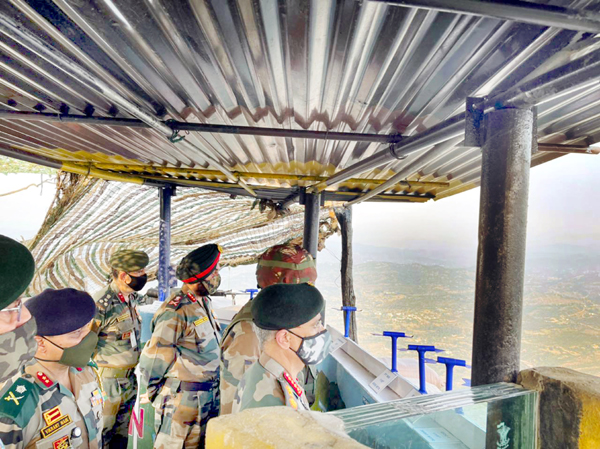 Army chief Gen Manoj Mukund Naravane at a forward post on LoC in Nowshera sector on Wednesday. Army chief Gen Manoj Mukund Naravane at a forward post on LoC in Nowshera sector on Wednesday.