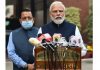 Prime Minister Narendra Modi speaking to media persons in New Delhi on Monday.