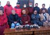 LAB and KDA leaders at a joint press conference in Kargil on Saturday. -Excelsior/Basharat Ladakhi