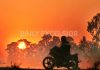 A biker heads towards his destination during Sun rise in Jammu on Sunday. -Excelsior/Rakesh