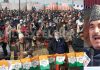 Congress leader Ghulam Nabi Azad addressing a public rally at Kokernag in Anantnag on Sunday.