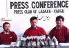 LBA Kargil leaders addressing a press conference on Thursday. —Excelsior/Basharat Ladakhi