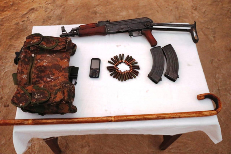 Arms and ammunition recovered from the slain guide in Poonch on Friday.