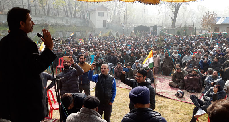 JKPCC president Ghulam Ahmad Mir addressing a rally at Verinag in Kashmir. —Excelsior/Sajad Dar JKPCC president Ghulam Ahmad Mir addressing a rally at Verinag in Kashmir. —Excelsior/Sajad Dar