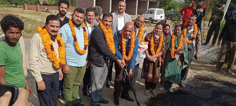 DDC Chairman Bharat Bhushan kick starting macademization of road work in Gharota on Tuesday. DDC Chairman Bharat Bhushan kick starting macademization of road work in Gharota on Tuesday.