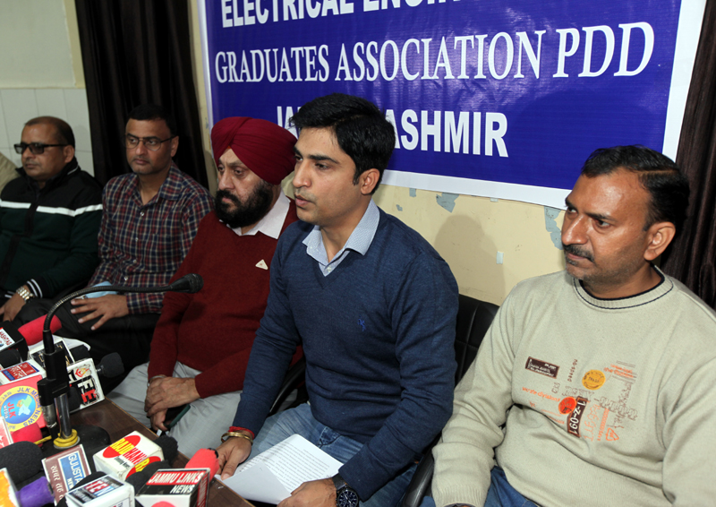 JKEEGA members interacting with media persons at Jammu on Saturday. —Excelsior/Rakesh JKEEGA members interacting with media persons at Jammu on Saturday. —Excelsior/Rakesh