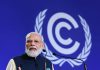 Prime Minister Narendra Modi delivering the National Statement at the COP 26, in Glasgow on Monday. (UNI)