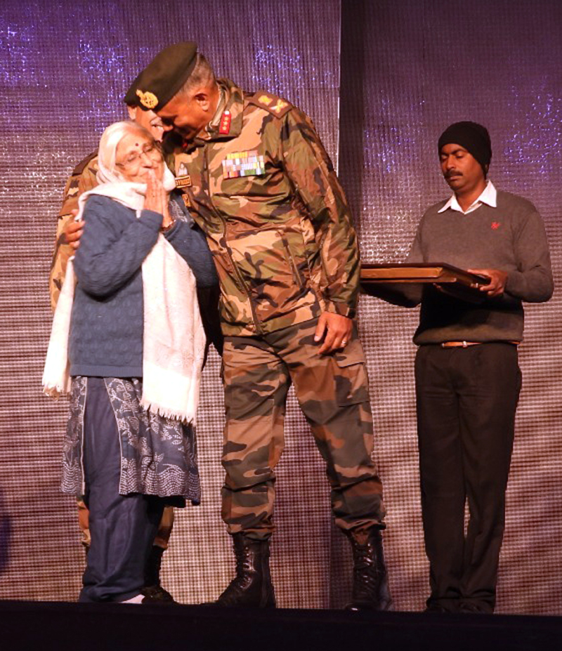 Lieutenant General D P Pandey with NoK of War Veterans on Sunday. Lieutenant General D P Pandey with NoK of War Veterans on Sunday.