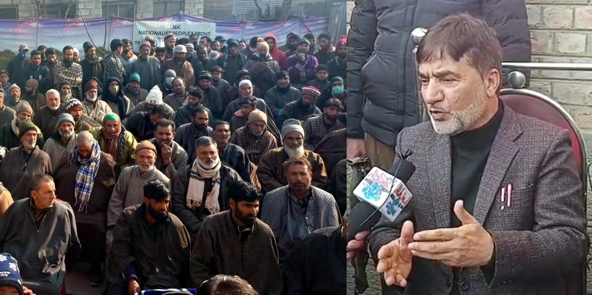 JKNPF president Shiekh Muzaffar addressing party workers at Bandipora on Tuesday. JKNPF president Shiekh Muzaffar addressing party workers at Bandipora on Tuesday.