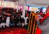 Union Minister Dr Jitendra Singh addressing a public rally at Basohli on Sunday. -Excelsior/Pardeep Sharma