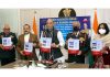 Defence Minister Rajnath Singh and MoS in PMO Dr Jitendra Singh among others releasing publication during the virtual inauguration of 27 projects of BRO in New Delhi on Tuesday. (UNI)