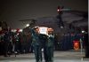 Mortal remains of Chief of Defence Staff Gen Bipin Rawat being kept at Palam airbase in New Delhi on Thursday. (UNI)