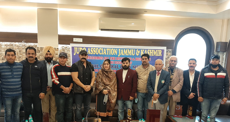 Elected office bearers of Judo Association of J&K posing for a group photograph at Jammu. Elected office bearers of Judo Association of J&K posing for a group photograph at Jammu.