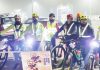 Cyclists being flagged off for 300km ride at Jammu.