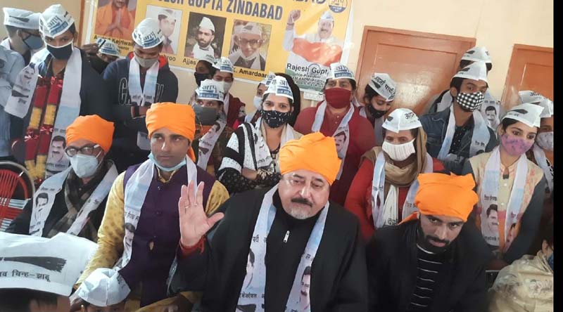 AAP leader, Rajesh Gupta addressing a gathering at Nagrota on Sunday. AAP leader, Rajesh Gupta addressing a gathering at Nagrota on Sunday.