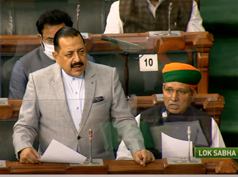 Union Minister Dr Jitendra Singh speaking in the Lok Sabha on Wednesday. Union Minister Dr Jitendra Singh speaking in the Lok Sabha on Wednesday.