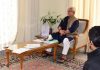Lieutenant Governor Manoj Sinha during meeting with M S Katoch president of Association of Recognized Colleges of Health Science (J&K) on Wednesday.
