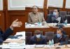 Chief Secretary Dr Arun Kumar Mehta chairing a meeting at Jammu on Tuesday.