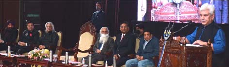 Lt Governor Manoj Sinha speaking during the launch of Personal & Institutional Happiness Index App - YourOneLife-YOL on Monday. Lt Governor Manoj Sinha speaking during the launch of Personal & Institutional Happiness Index App - YourOneLife-YOL on Monday.