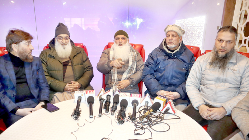 J&K Association of Hajj and Umrah Companies during a press conference in Srinagar on Saturday. -Excelsior/Shakeel J&K Association of Hajj and Umrah Companies during a press conference in Srinagar on Saturday. -Excelsior/Shakeel