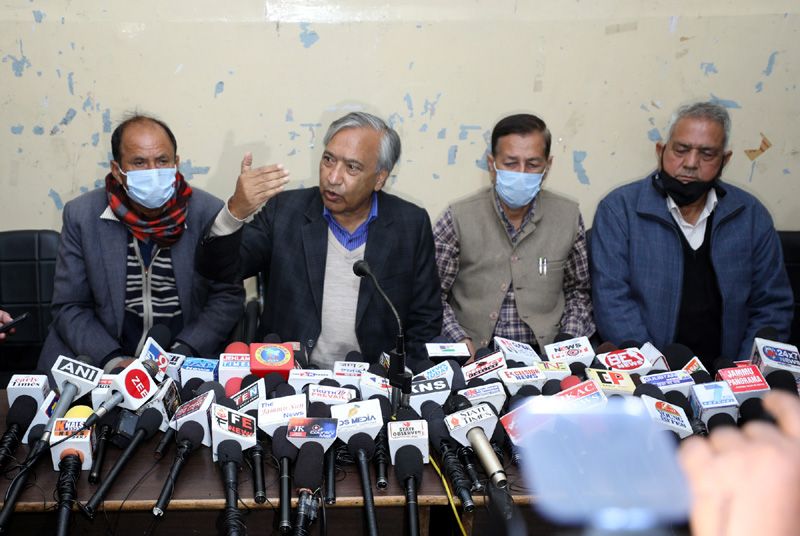 Mohd Yusuf Tarigami addressing a press conference at Jammu on Monday. -Excelsior/Rakesh Mohd Yusuf Tarigami addressing a press conference at Jammu on Monday. -Excelsior/Rakesh