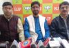 BJP leaders at a press conference at Jammu on Sunday. —Excelsior/Rakesh