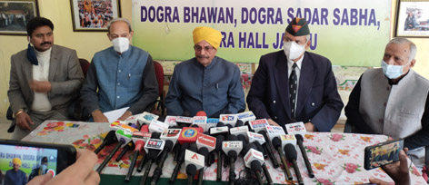 DSS president Gulchain Singh Charak addressing press conference in Jammu on Saturday. DSS president Gulchain Singh Charak addressing press conference in Jammu on Saturday.