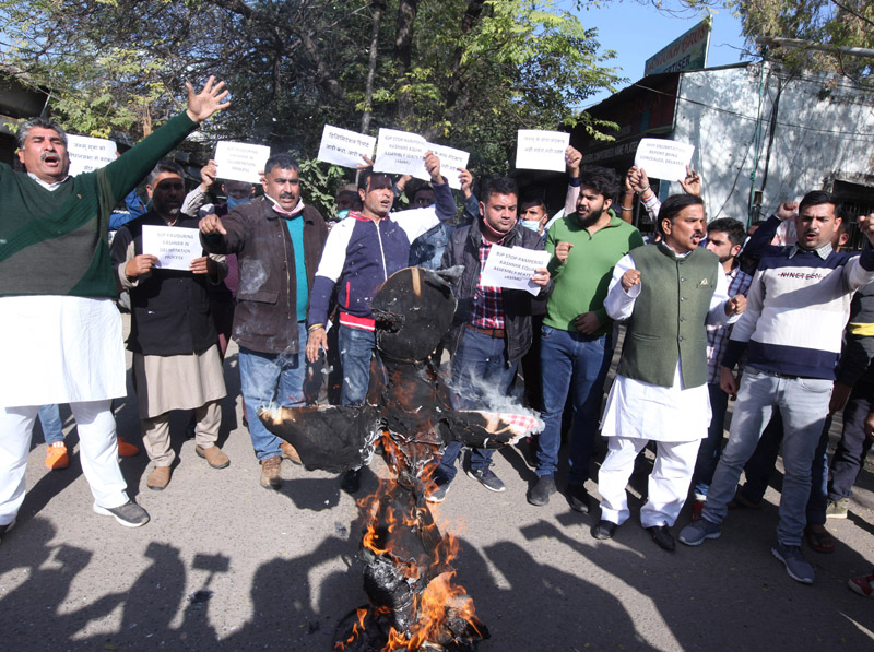 JKNPP activists staging protest in Jammu on Wednesday. -Excelsior/Rakesh