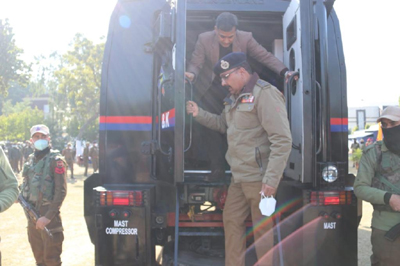 DGP Dilbag Singh inspecting an Operation Command vehicle in Jammu. DGP Dilbag Singh inspecting an Operation Command vehicle in Jammu.
