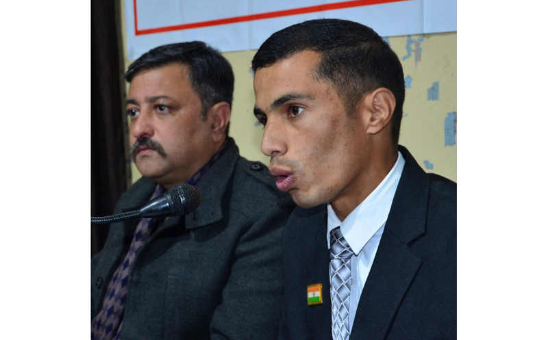 DDC member and Team Jammu chairman interacting with media persons in Jammu. -Excelsior/Rakesh DDC member and Team Jammu chairman interacting with media persons in Jammu. -Excelsior/Rakesh