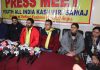 YAIKS leaders at a press conference at Jammu on Friday. — Excelsior/Rakesh