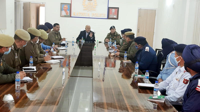ADGP Traffic, J&K, T Namgyal chairing a meeting at Kathua. ADGP Traffic, J&K, T Namgyal chairing a meeting at Kathua.