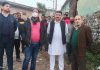 Chief Engg R&B Jammu Manzoor Hussain along with XEn and others inspecting road work in Jindrah on Sunday.