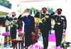 Presiden Ram Nath Kovind reciving salute during pssing out parade at Indian Military Academy in Dehradun on Saturday. (UNI)