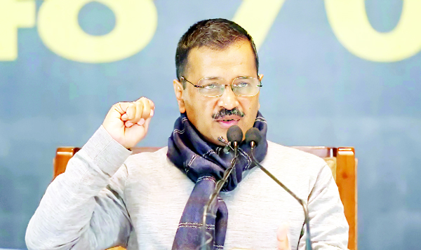 Delhi Chief Minister and AAP convener Arvind Kejriwal addressing a press conference in Chandigarh on Thursday. (UNI)
