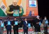 Union Home Minister Amit Shah launching virtually the DGGI of J&K from New Delhi on Saturday. Union MoS in PMO Dr Jitendra Singh and LG Manoj Sinha were present in Jammu.