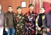 NCC cadets posing for a group photograph with College Principal and other faculty members at Kathua on Saturday.