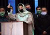 PDP president Mehbooba Mufti addressing Tribal Youth convention in Jammu on Monday. -Excelsior/Rakesh