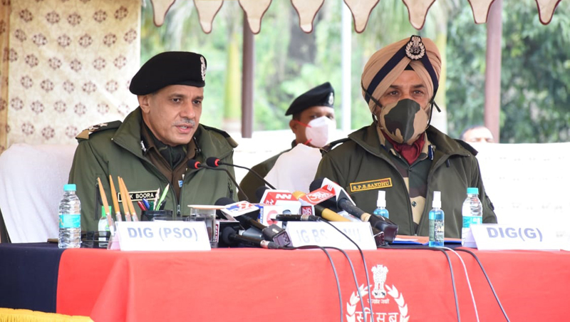 IG BSF Jammu D K Boora addressing a press conference in Jammu on Monday. IG BSF Jammu D K Boora addressing a press conference in Jammu on Monday.