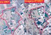 Google images showing difference in number of structures on JDA land in Roop Nagar, Jammu.