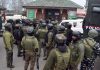 Security forces outside Shalimar Garden after brief shootout in Srinagar. -Excelsior/Shakeel