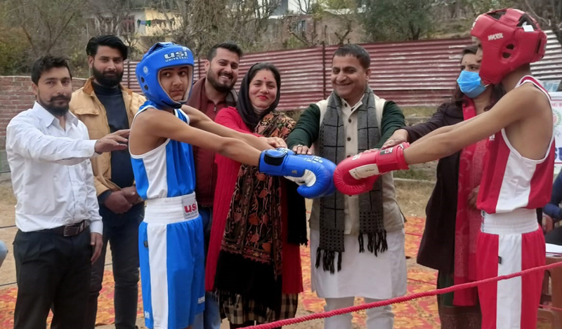 Players being introduced by the dignitaries at Ramban during boxing championship. Players being introduced by the dignitaries at Ramban during boxing championship.